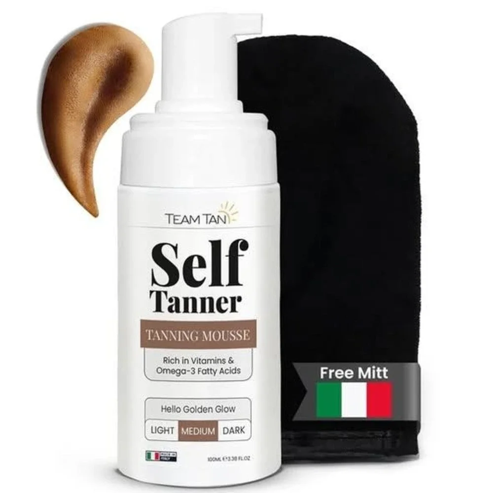 Team Tan Self Tanner Tanning Mousse‎ Dark 100ml 3.38oz Vegan Cruelty Free Italy